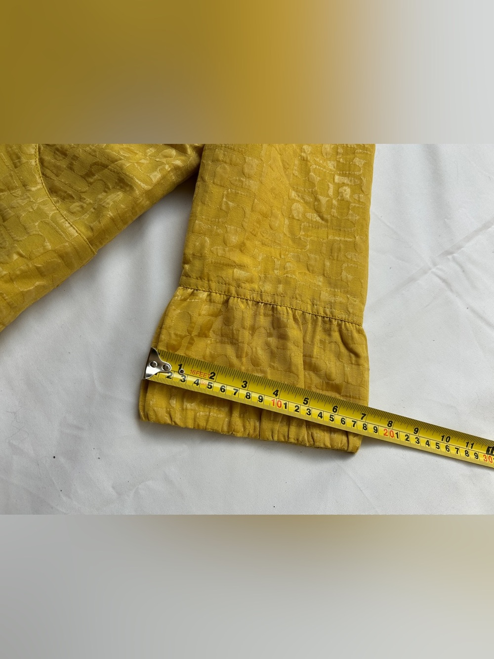 Mustard Yellow Textured Three-Quarter Jacket - Picture 7 of 7